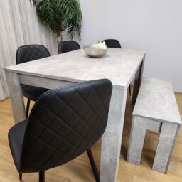 KOSY KOALA Dining Table Set With 4 Black Faux Leather Chairs & 1 Bench Dining Room Furniture in Brown - thumbnail 4