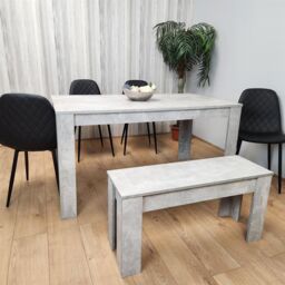 KOSY KOALA Dining Table Set With 4 Black Faux Leather Chairs & 1 Bench Dining Room Furniture in Brown - thumbnail 6