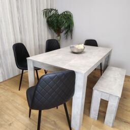 KOSY KOALA Dining Table Set With 4 Black Faux Leather Chairs & 1 Bench Dining Room Furniture in Brown - thumbnail 3