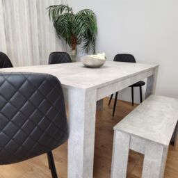 KOSY KOALA Dining Table Set With 4 Black Faux Leather Chairs & 1 Bench Dining Room Furniture in Brown - thumbnail 2