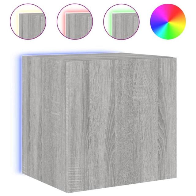 Berkfield Home TV Wall Cabinet with LED Lights Grey Sonoma 40.5x35x40 cm - image 1