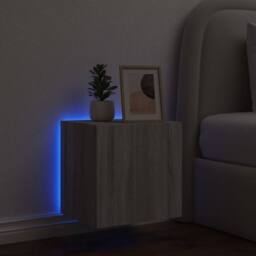 Berkfield Home TV Wall Cabinet with LED Lights Grey Sonoma 40.5x35x40 cm - thumbnail 4