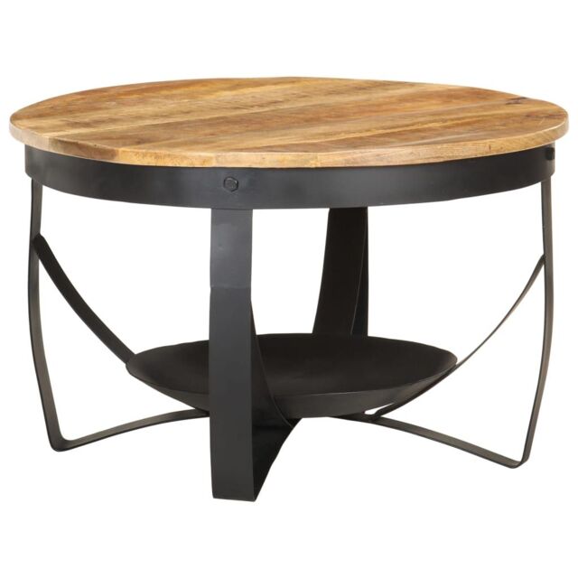 Berkfield Home Coffee Table Ã˜68x43 cm Rough Mango Wood in Brown - Size: 68x43 cm - image 1