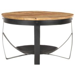 Berkfield Home Coffee Table Ã˜68x43 cm Rough Mango Wood in Brown - Size: 68x43 cm - thumbnail 2