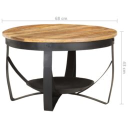Berkfield Home Coffee Table Ã˜68x43 cm Rough Mango Wood in Brown - Size: 68x43 cm - thumbnail 6