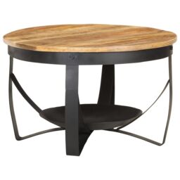 Berkfield Home Coffee Table Ã˜68x43 cm Rough Mango Wood in Brown - Size: 68x43 cm - thumbnail 1