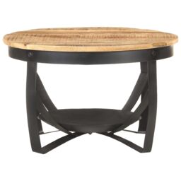 Berkfield Home Coffee Table Ã˜68x43 cm Rough Mango Wood in Brown - Size: 68x43 cm - thumbnail 3