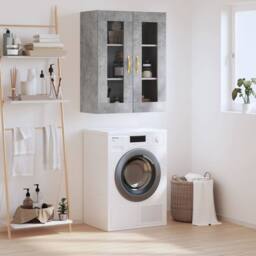 Berkfield Home Wall Mounted Cabinet Concrete Grey 69.5x34x90 cm - thumbnail 2