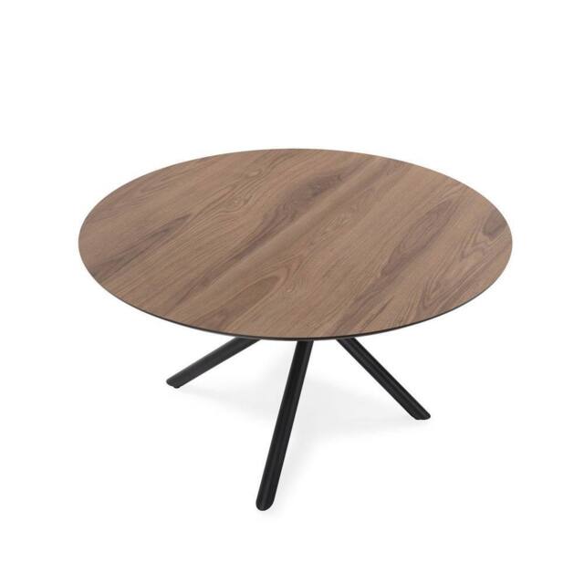 CALICOSY Round Dining Table With Metal Legs, 120 Cm Diameter - MAYA in Dark Brown - image 1