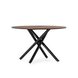 CALICOSY Round Dining Table With Metal Legs, 120 Cm Diameter - MAYA in Dark Brown - thumbnail 4