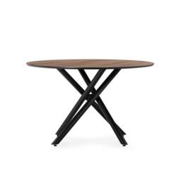 CALICOSY Round Dining Table With Metal Legs, 120 Cm Diameter - MAYA in Dark Brown - thumbnail 3