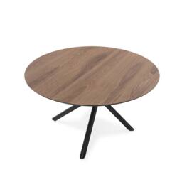 CALICOSY Round Dining Table With Metal Legs, 120 Cm Diameter - MAYA in Dark Brown