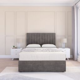 "Sloomy Manhattan Naples Bed Set With 2 Drawers, Mattress & 54"" Headboard in Dark Grey - Size: King" - thumbnail 2
