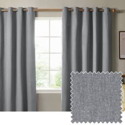 Furn The Ultimate Blackout Textured Woven Eyelet Curtain Pair in Pale Blue - Size: 168 cm width x 137 cm drop - thumbnail 1