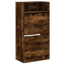 Berkfield Home Shoe Cabinet Smoked Oak 60x34x116 Engineered Wood in Brown - thumbnail 4