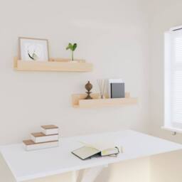 Berkfield Home Wall Shelves 2 pcs 50x12x9 cm Solid Wood Pine in Light Tan - Size: 50 x 12 x 9 cm - thumbnail 6