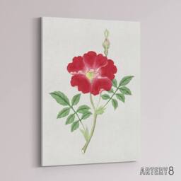 "Artery8 Red Flower Canvas Wall Art Print Vintage Japanese Botanical - Size: W18"" x H24""" - thumbnail 2