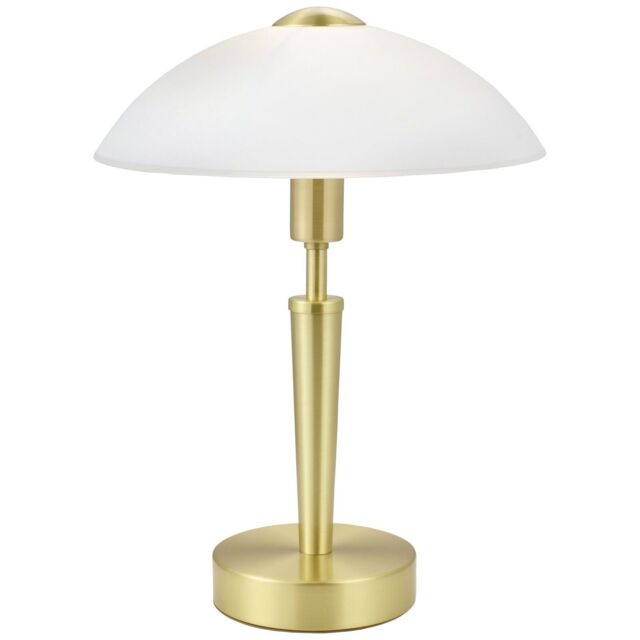 Loops Table Lamp Brass Matt Touch on & Off-Shade White Satinized Glass Bulb E14 1x60W - image 1