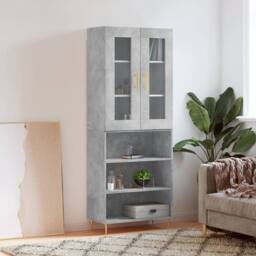 Berkfield Home Highboard Concrete Grey 69.5x34x180 cm Engineered Wood - thumbnail 2