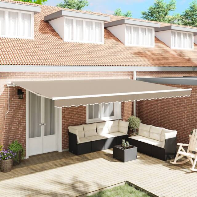 Berkfield Home Manual Retractable Awning Beige 500x300 cm - image 1