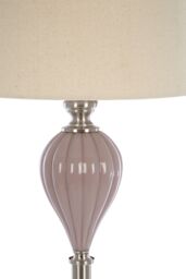 Orsina Floor Lamp With Fluted Ceramic Body, Taupe Diffusing Shade & Reflective Iron Detailing, Lighting in Pink - thumbnail 2