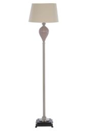 Orsina Floor Lamp With Fluted Ceramic Body, Taupe Diffusing Shade & Reflective Iron Detailing, Lighting in Pink - thumbnail 1