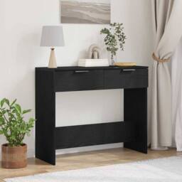 Berkfield Home Modern Console Table Black Oak 90x36x75 cm Engineered Wood - Size: 90 x 36 x 75 cm - thumbnail 2