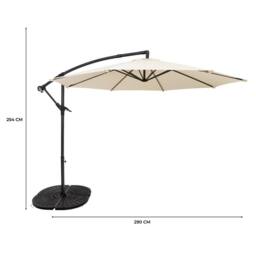 Monstershop Cantilever Parasol 3m With Full Fan Base - Cream in Beige - thumbnail 5