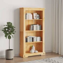 Berkfield Home 4-Tier Bookcase Mexican Pine Corona Range 81x29x150 cm in Brown - Size: 81 x 29 x 150 cm - thumbnail 2