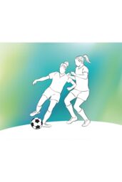 Origin Murals Girls Playing Football Wall Mural in Green - Size: W350 cm x H280 cm - thumbnail 2
