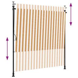 Berkfield Home Outdoor Roller Blind Orange & White 150x270 cm Fabric&Steel - thumbnail 6