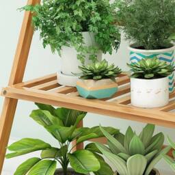 Kelvenix 4 Tiers Plant Stand Ladder Shelf in Brown - Size: 0.5m x 1m - thumbnail 5