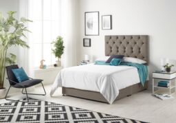 Somnior Premier Divan Bed with 24Cm Deep Mattress & Headboard In Wool Tweed Fabric in Brown - Size: Super King - thumbnail 2