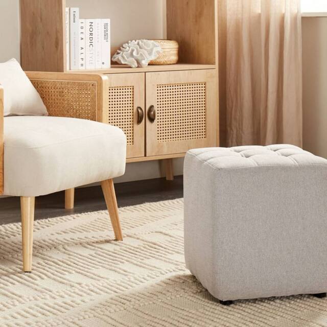 Wyld and Coco Multifunction Footstool - Light Grey Polyester 38 x 38 cm - image 1