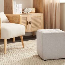 Wyld and Coco Multifunction Footstool - Light Grey Polyester 38 x 38 cm - thumbnail 1