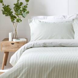 Yard Hebden Striped 100% Cotton Duvet Cover Set in Light Green - Size: Single - thumbnail 2