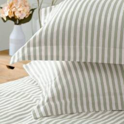 Yard Hebden Striped 100% Cotton Duvet Cover Set in Light Green - Size: Single - thumbnail 3