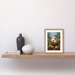 Artery8 Wall Art Print Hedgehog Wildflower Meadow Thick Paint Oil Painting Kids Bedroom Cute Woodland Creature Artwork Framed 9X7 Inch - thumbnail 2