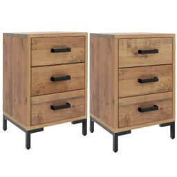 Berkfield Home Bedside Cabinets 2 pcs 40x30x55 cm Solid Wood Pine in Brown - Size: 40 x 30 x 55 cm - thumbnail 2