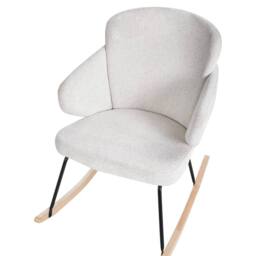 Wyld and Coco Off-White Rocking Chair - Woven Fabric Metal Frame Rubberwood Skates in White - thumbnail 6