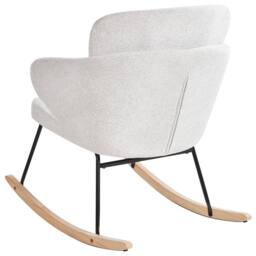 Wyld and Coco Off-White Rocking Chair - Woven Fabric Metal Frame Rubberwood Skates in White - thumbnail 5