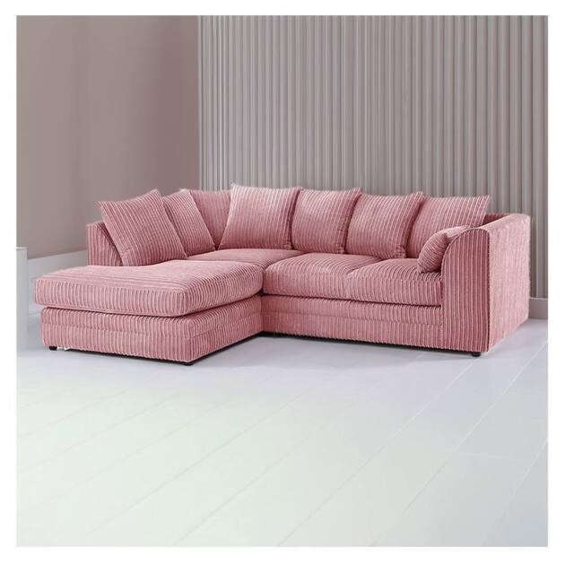 Furniture 786 Hannah Jumbo Cord 4 Seater Left Hand Facing Corner Sofa in Pink - image 1