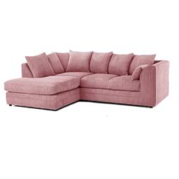 Furniture 786 Hannah Jumbo Cord 4 Seater Left Hand Facing Corner Sofa in Pink - thumbnail 2