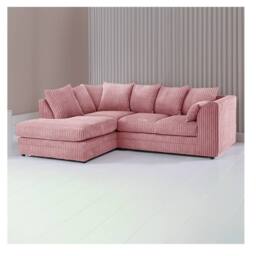 Furniture 786 Hannah Jumbo Cord 4 Seater Left Hand Facing Corner Sofa in Pink