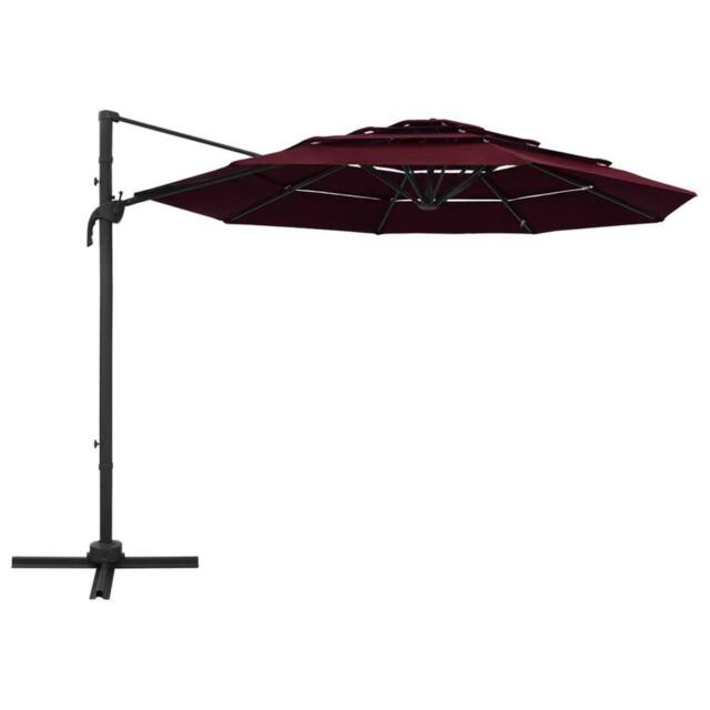 Berkfield Home 4-Tier Parasol with Aluminium Pole Bordeaux Red 3x3 m in Burgundy - image 1