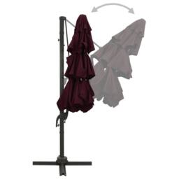Berkfield Home 4-Tier Parasol with Aluminium Pole Bordeaux Red 3x3 m in Burgundy - thumbnail 5