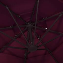 Berkfield Home 4-Tier Parasol with Aluminium Pole Bordeaux Red 3x3 m in Burgundy - thumbnail 6