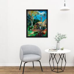 "Artery8 Wall Art Print Paul Gauguin The Black Pigs Large Framed Wall Décor Art in Light Oak - Size: W18"" x H24""" - thumbnail 2