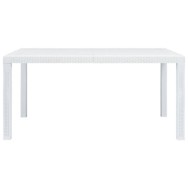 Berkfield Home Garden Table White 150x90x72 cm Plastic Rattan Look - Size: 150 x 90 x 72 cm - image 1