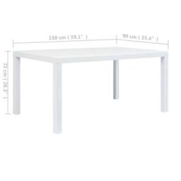 Berkfield Home Garden Table White 150x90x72 cm Plastic Rattan Look - Size: 150 x 90 x 72 cm - thumbnail 5